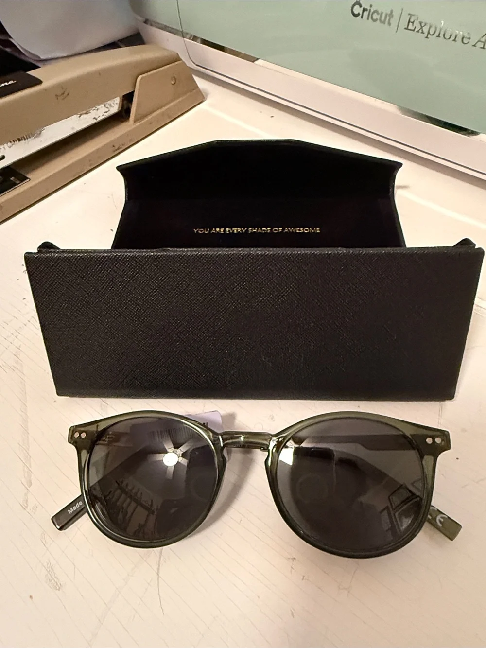 Prive Rivaux Olive Green Maestro Sunglasses with Black Lenses